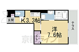 Ｃｒｅｓｃｅｒｅ洛北 1階1Kの間取り