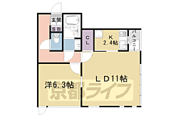 和光苑 3階1LDKの間取り