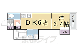 JR山陰本線 二条駅 徒歩10分の賃貸マンション 2階1DKの間取り