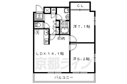 京阪本線 出町柳駅 徒歩5分の賃貸マンション 4階2LDKの間取り