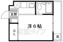 京都市営烏丸線 北大路駅 徒歩20分の賃貸マンション 2階1Kの間取り