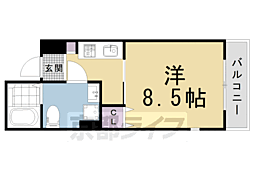 京福電気鉄道北野線 北野白梅町駅 徒歩5分の賃貸マンション 4階1Kの間取り