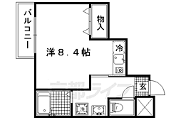 京福電気鉄道北野線 北野白梅町駅 徒歩2分の賃貸マンション 4階ワンルームの間取り