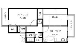 ナトゥーラ西賀茂 2DKの間取図画像