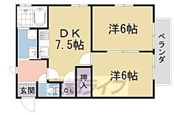 キャロット北白川2 2DKの間取図画像