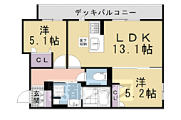 シャーメゾン シン 2LDKの間取図画像