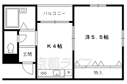 西賀茂ロイヤルリバーマンション 1DKの間取図画像