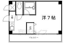 二条アンシャンテ滝村 1Kの間取図画像