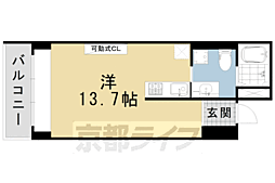レジデンシャル四条蟷螂山 ワンルームの間取図画像
