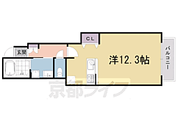 エバーグリーンA ワンルームの間取図画像