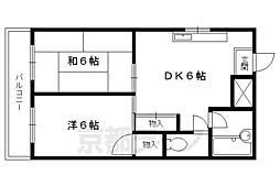 ロータリーマンション修学院 2DKの間取図画像