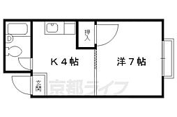 コーポ比加里 1Kの間取図画像