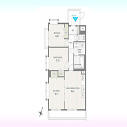 ライオンズマンション浦和東 2SLDKの間取図画像