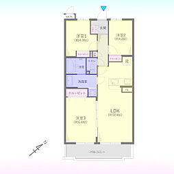 ライオンズガーデン北越谷 3LDKの間取図画像