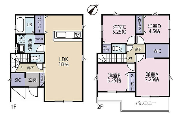 4LDK参考プラン　　建物面積：99.36平方メートル　　建物価格：1、500万円（税込）