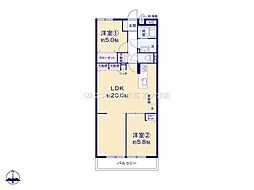 大宮セントラルハイツ 2LDKの間取図画像