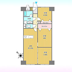 蓮田ビューパレーA棟 3LDKの間取図画像