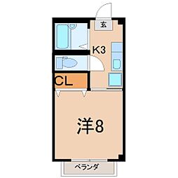 メゾン東浜 1Kの間取図画像