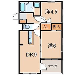 パレロワイヤル 2DKの間取図画像