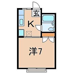 第二若葉荘 1Kの間取図画像