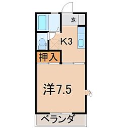 エッセンシャル岡部 1Kの間取図画像