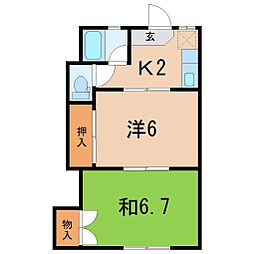 ドヌール上浜 2Kの間取図画像