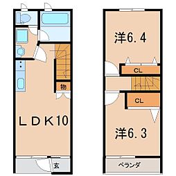 リバビューみどりの杜3 2LDKの間取図画像