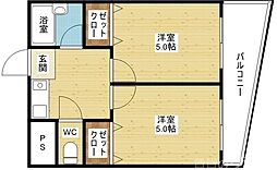 木川東エクセルハイツ 2Kの間取図画像