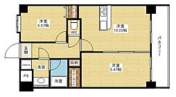 東明マンション壱番館 4階2LDKの間取り