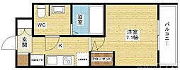 大阪WESTレジデンスII 4階1Kの間取り