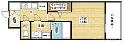 レジュールアッシュ三国本町 8階1Kの間取り