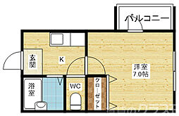 ミングル豊新セリオ 1Kの間取図画像