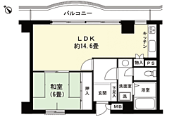 シーガルハイツ湯河原 1LDKの間取図画像