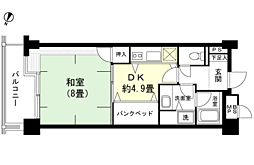 グランヴェール強羅A棟 1DKの間取図画像