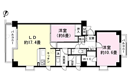 グランヴェール強羅A棟 2LDKの間取図画像