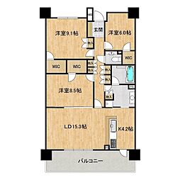 ガリレオプレイス 8階3LDKの間取り