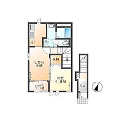 Espigas（エスピーガ） 2階1LDKの間取り