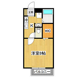 メイプルコート 1階1Kの間取り