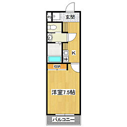 トップアスリートVI 3階1Kの間取り