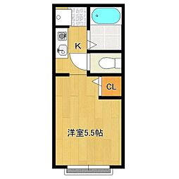 コンラッド 2階1Kの間取り