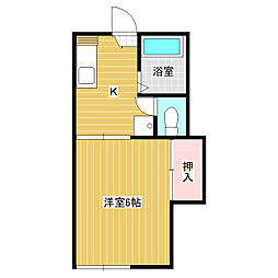 ミドリハイム（JPMC） 2階1Kの間取り