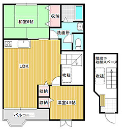 ボヌール・ヴィラ佐藤B 2LDKの間取図画像