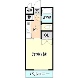 ルーブルマンション 1Kの間取図画像