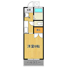 沼尻ハイツB 1Kの間取図画像