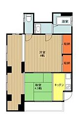 沢井コーポ 2階2Kの間取り