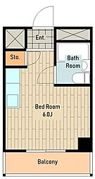 メゾン・ド・ノア明神町 5階ワンルームの間取り