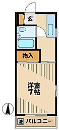 コーポ新生 2階1Kの間取り