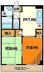 ＣＡＳＡ　ＭＩＲＡ5 3階2DKの間取り