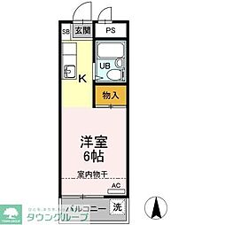 グリーンハイム桜塚 4階ワンルームの間取り