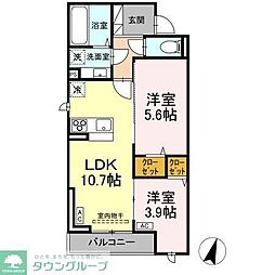 D-ROOM松木 2階2LDKの間取り